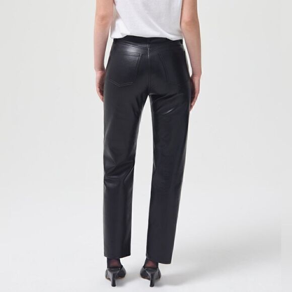 NWOT Agolde 90's Pinch Waist Ultra High Rise Straight Leg Leather Pants Size 28 - Picture 2 of 10